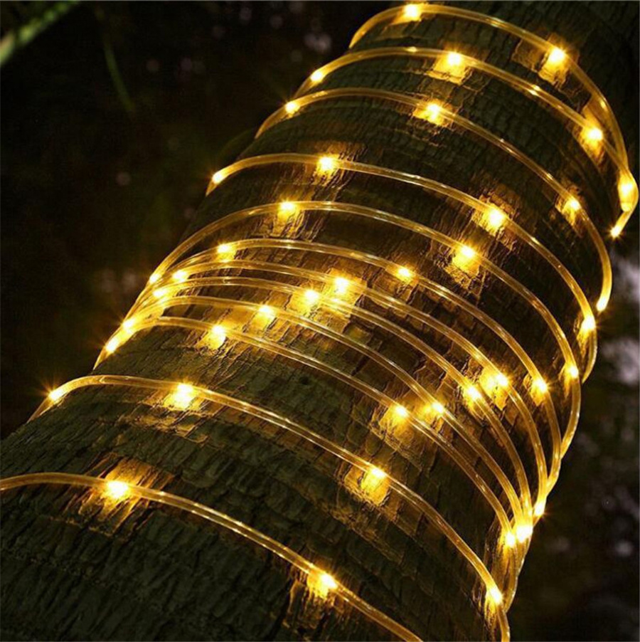 10M 20M 30M LED 튜브 로프 문자열 빛 야외 방수 8 모드 크리스마스 갈 랜드 요정 조명 정원 마당 경로 트리 장식