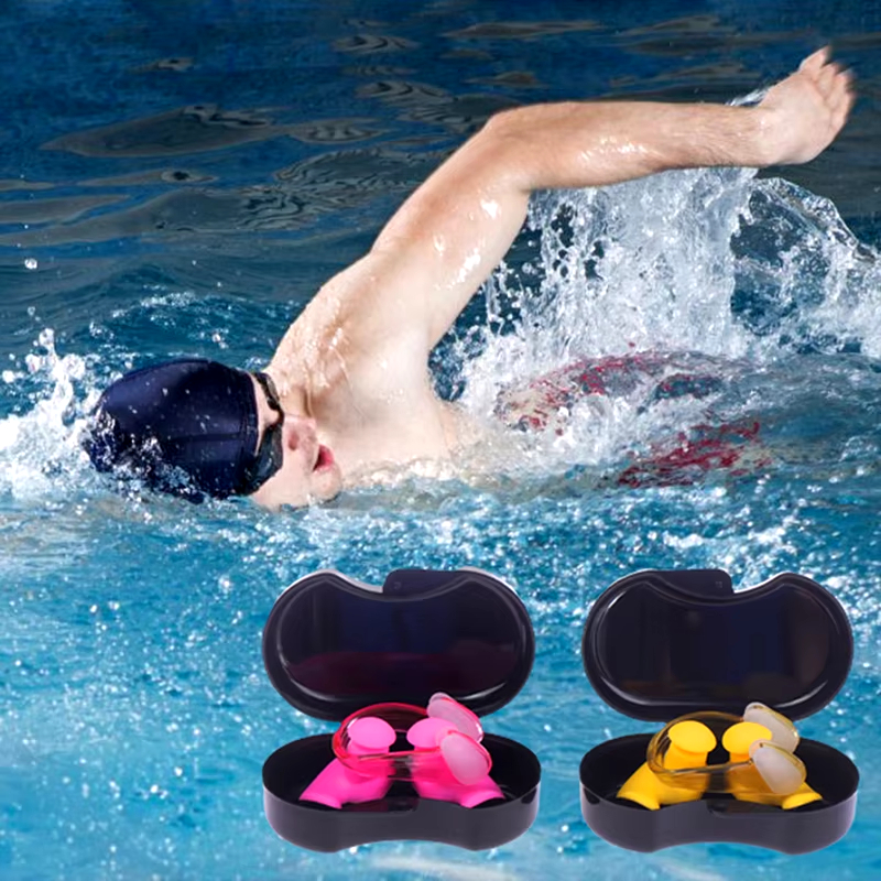 【2-in-1 set】Siliconen zwemoordopjes met neusclip - Waterdichte ruisonderdrukking voor zwembad/slaap, milieuvriendelijk zacht ontwerp