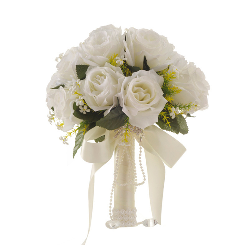 Bruids bruidsmeisje bruidsboeket witte zijden bloemen rozen kunstmatige bruid boutonniere Mariage boeket bruiloft accessoires