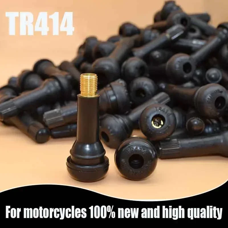 ブラック TR414 チューブレス車のホイールタイヤバルブステムキャップ付きスナップインタイプゴムタイヤバルブステムカバー高品質カーアクセサリー
