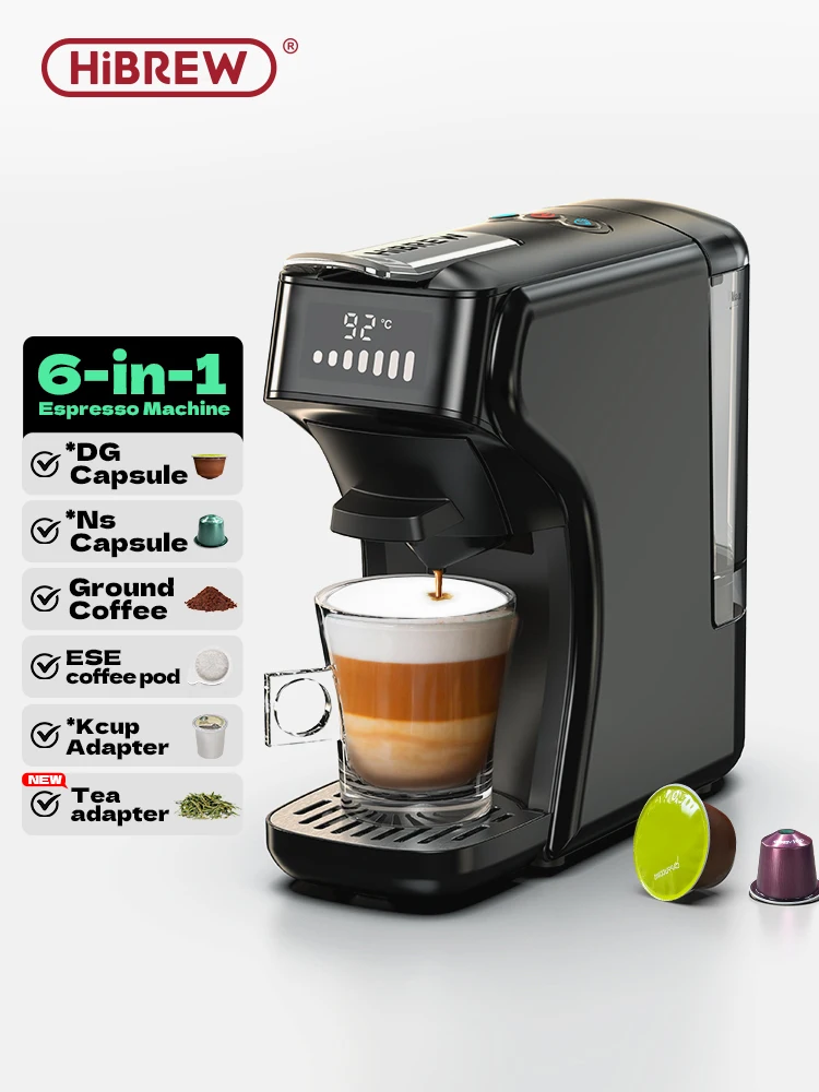 HiBREW Macchina da caffè a capsule 6in1 Caffè espresso multiplo caldo/freddo Cafetera Cappuccino Caffettiera Dolce Gusto Nespresso in polvere H1B