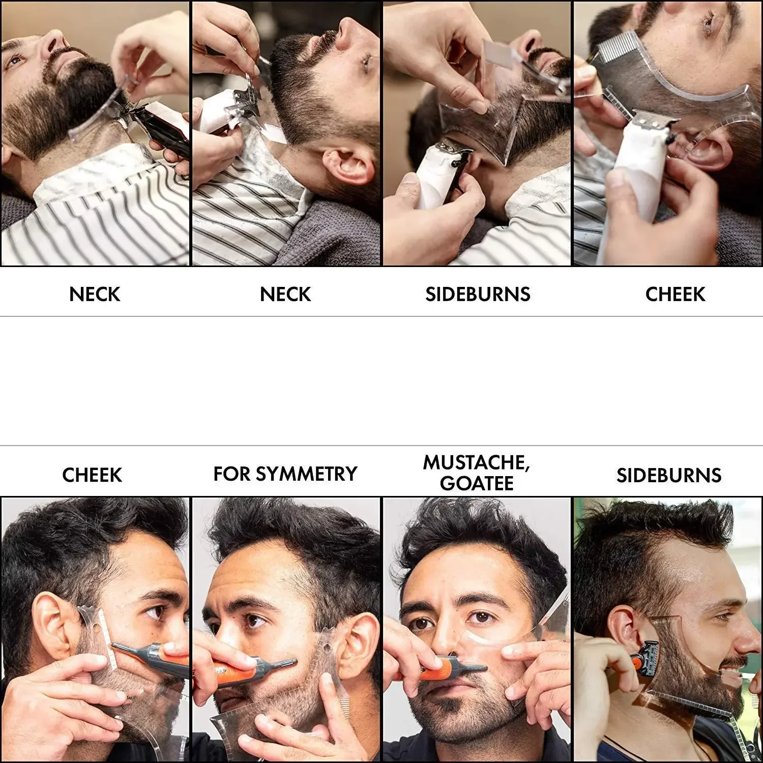 Modello per lo styling della barba da uomo Pettine per barba con stencil per uomo Leggero e flessibile Adatto all-in-one Strumento per modellare la barba
