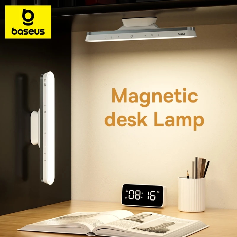Baseus Schreibtischlampe, magnetische Hängeleuchte, LED-Tischlampe, wiederaufladbar, stufenlos dimmbar, Schrank-Nachtlicht, Schrank- und Kleiderschranklampe