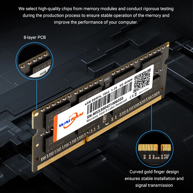 WALRAM DDR3L 8GB Memoria Ram DDR3 1600MHz 1333MHz Sodimm Laptop Ram DDR3 L 4GB 1600 1333 Interne Computer Memoria Voor Notebook