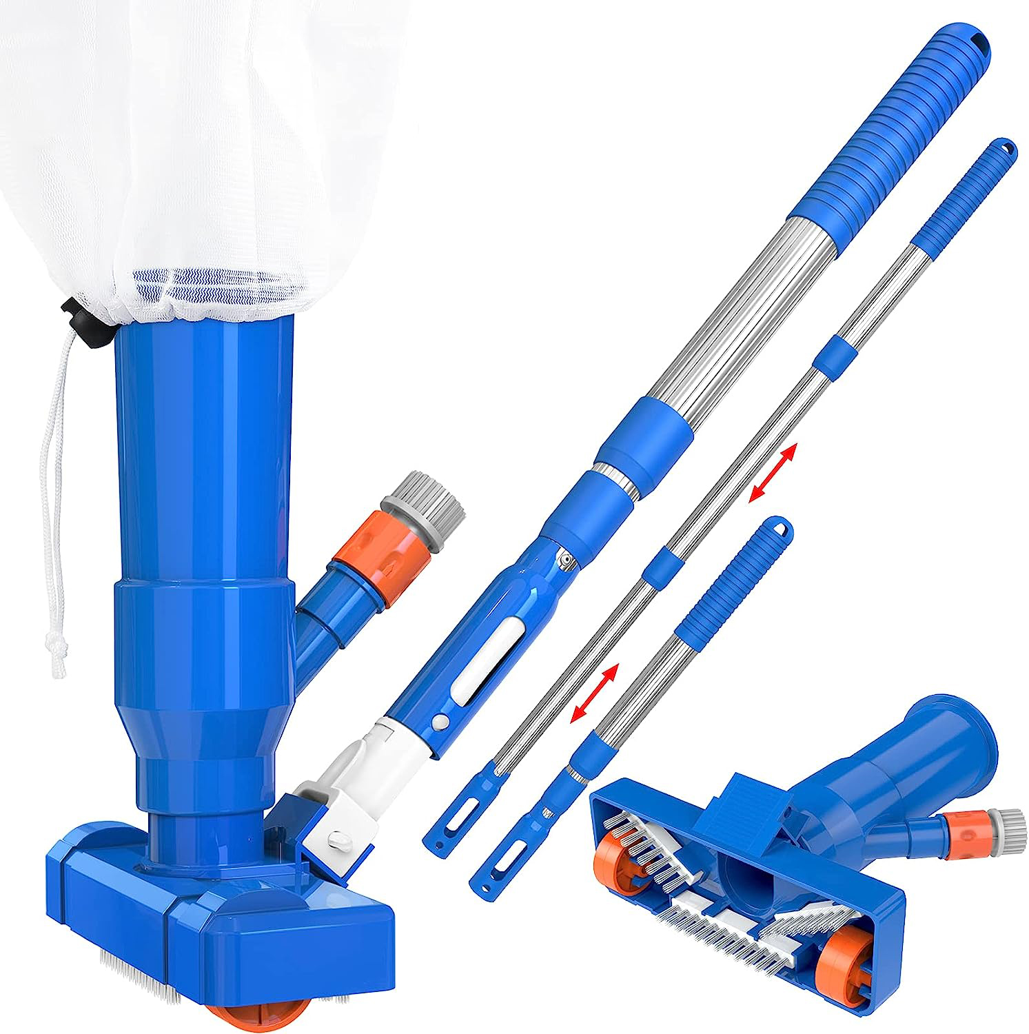 Upgrade 40" Portable Pool Vacuum Cleaner,Pool Underwater Vacuum Jet Cleaner w/Brush