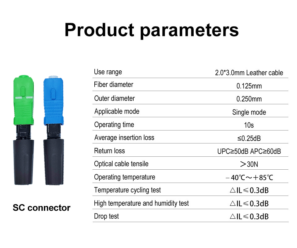 Fiber Optic Fast Connector FTTH SC APC Single Mode Fiber Optic Adapter SC UPC FTTH SC Fiber Connector Field Assembly