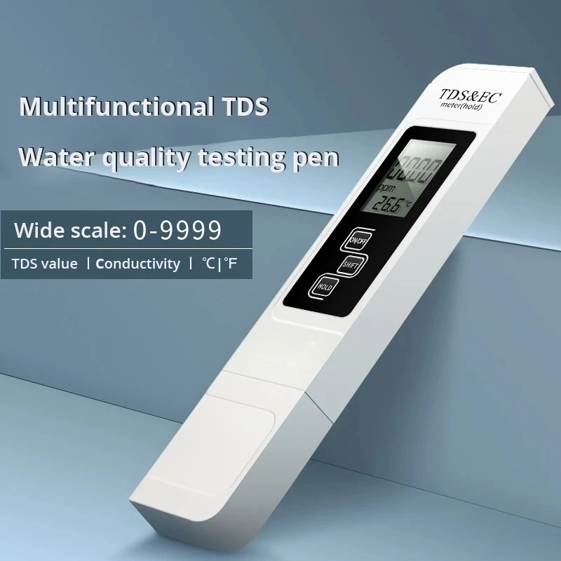 휴대용 TDS 디지털 물 테스터, 고정밀 가정용 정수 수돗물, 다기능 대형 스크린 디스플레이, 흰색, 1 개