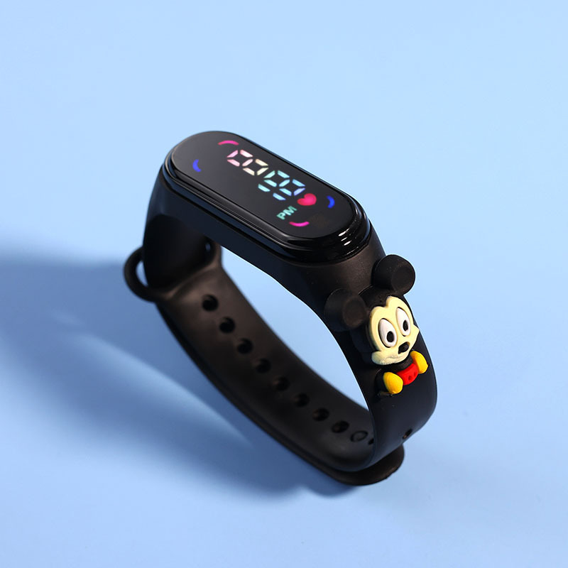 Diseny mickey crianças relógios para meninas pulseira eletrônica esportes toque led spiderman boneca crianças relógio feminino à prova dwaterproof água