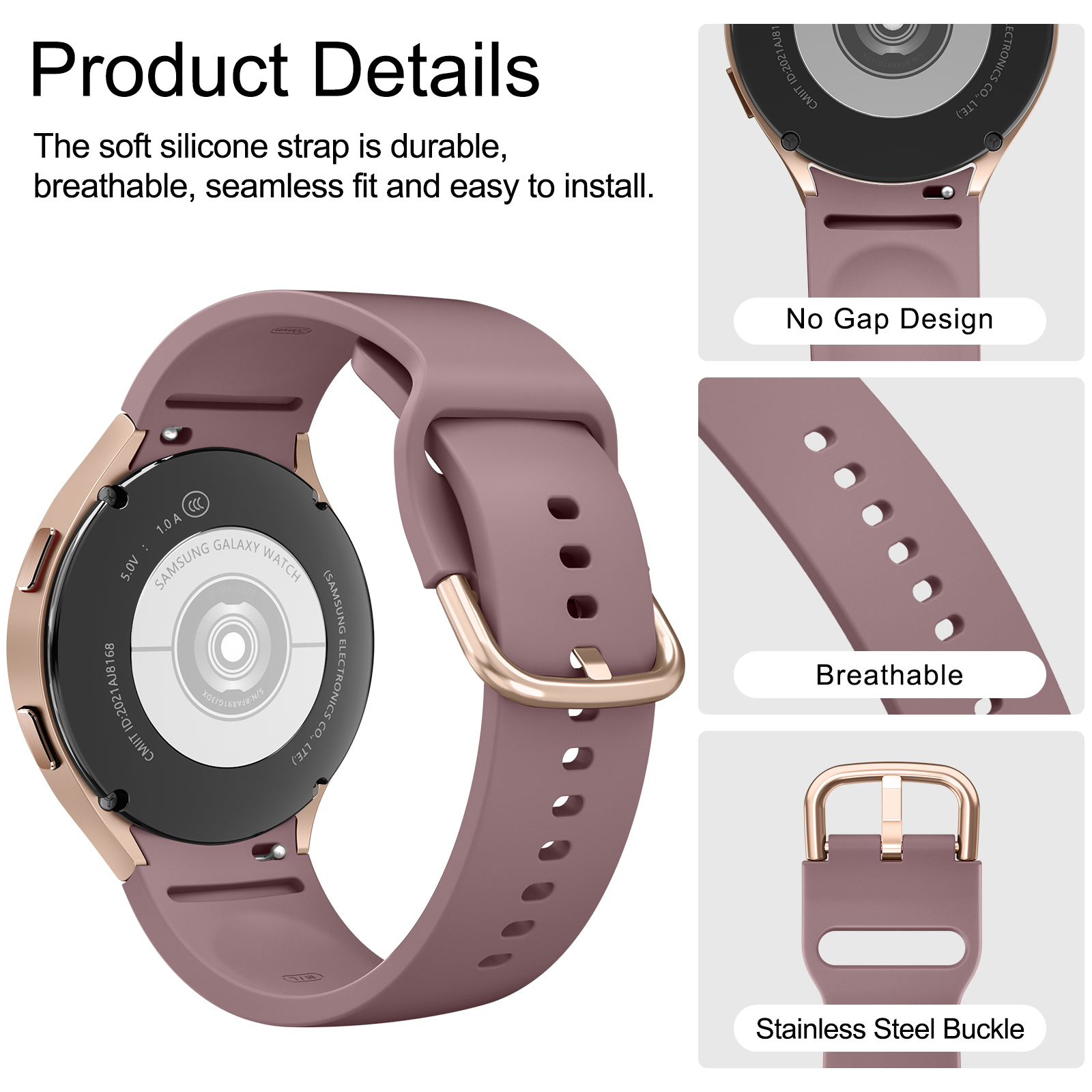 Pulseira de silicone sem lacunas para samsung galaxy watch 4 5 6 7 40mm 44mm/watch 4 6 clássico 42mm 46mm 43mm 47mm/5 pro 45mm pulseira