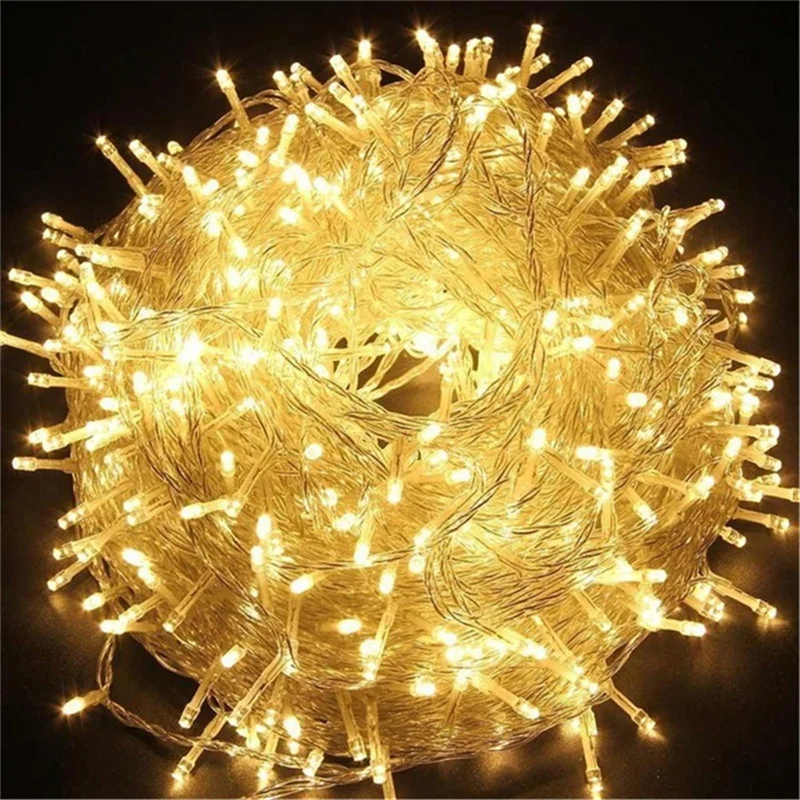 Guirnalda de luces 100LED 10M Navidad/boda/decoración de fiesta guirnalda AC 110V 220V lámpara Led impermeable al aire libre 9 colores Led