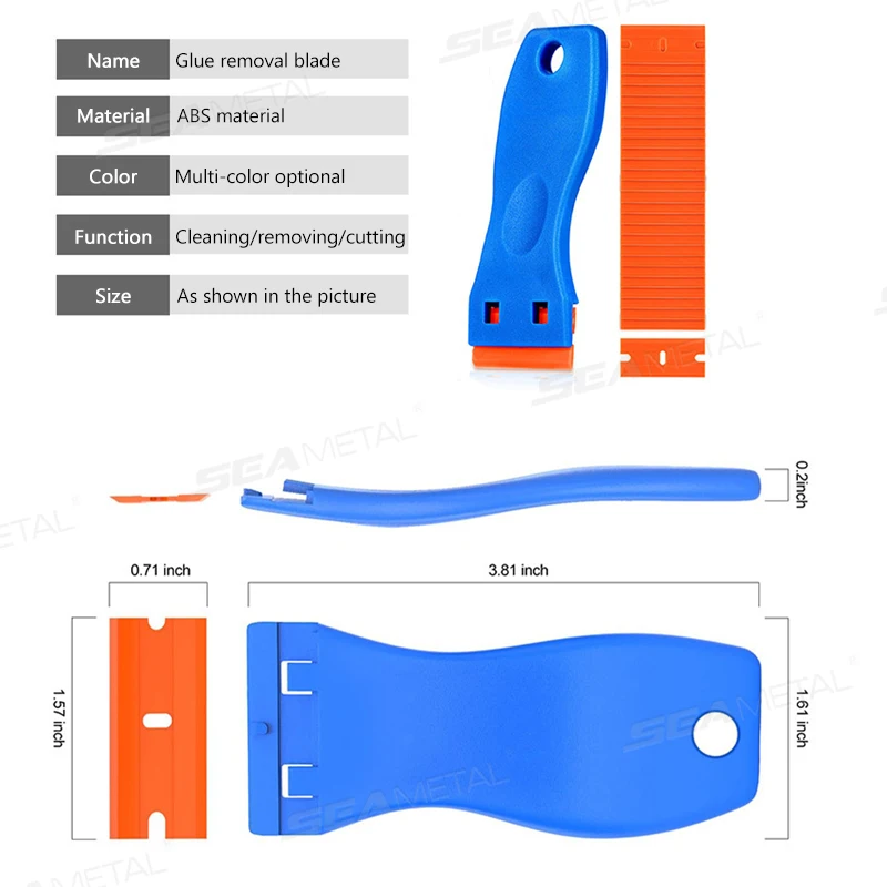 SEAMETAL Dispositivo per la rimozione degli adesivi per auto, multiuso, in plastica, per piccole vernici, strumento per la rimozione della colla automobilistica, set di raschietti per la pulizia del vetro domestico