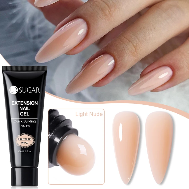 UR SUGAR-esmalte de uñas en Gel, extensión de 15ml, camuflaje, color rosa desnudo, semipermanente, UV, Gel duro, barniz acrílico para prolongar los dedos