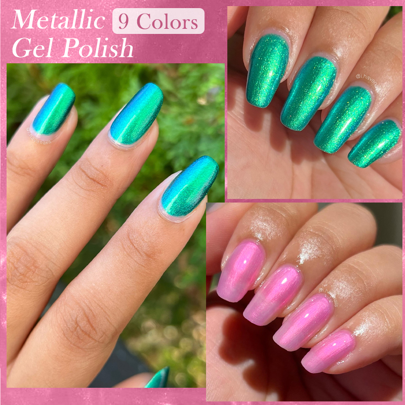 LILYCUTE 7ml Metallic Gel Nail Polish Red Chrome Mirror Effect Thread Shell Nail Gel Quick Dry Semi Permanent UV Gel Nail Art