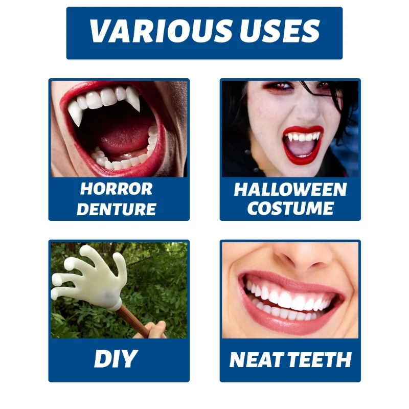 พลาสติกเรซินกาวฟันปลอมฟันซ่อม Falseteeth ชั่วคราว Solid เม็ด Moldable ฟันฮาโลวีน-แต่งหน้า