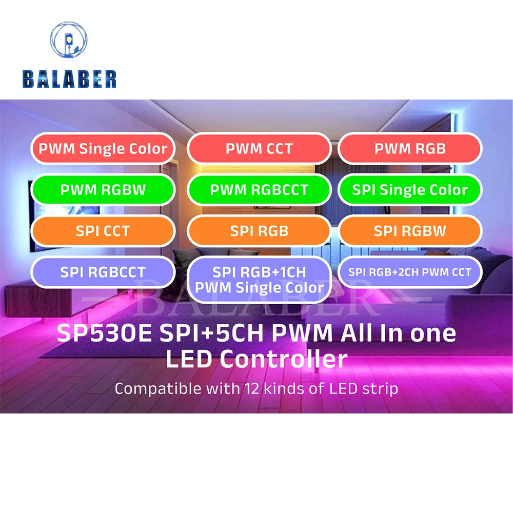 Controlador LED todo en uno SP530E Wifi Alexa Google Home BT SP630E 5CH PWM SPI píxeles tira de luz LED WS2812 SK6812 WS2811 FCOB