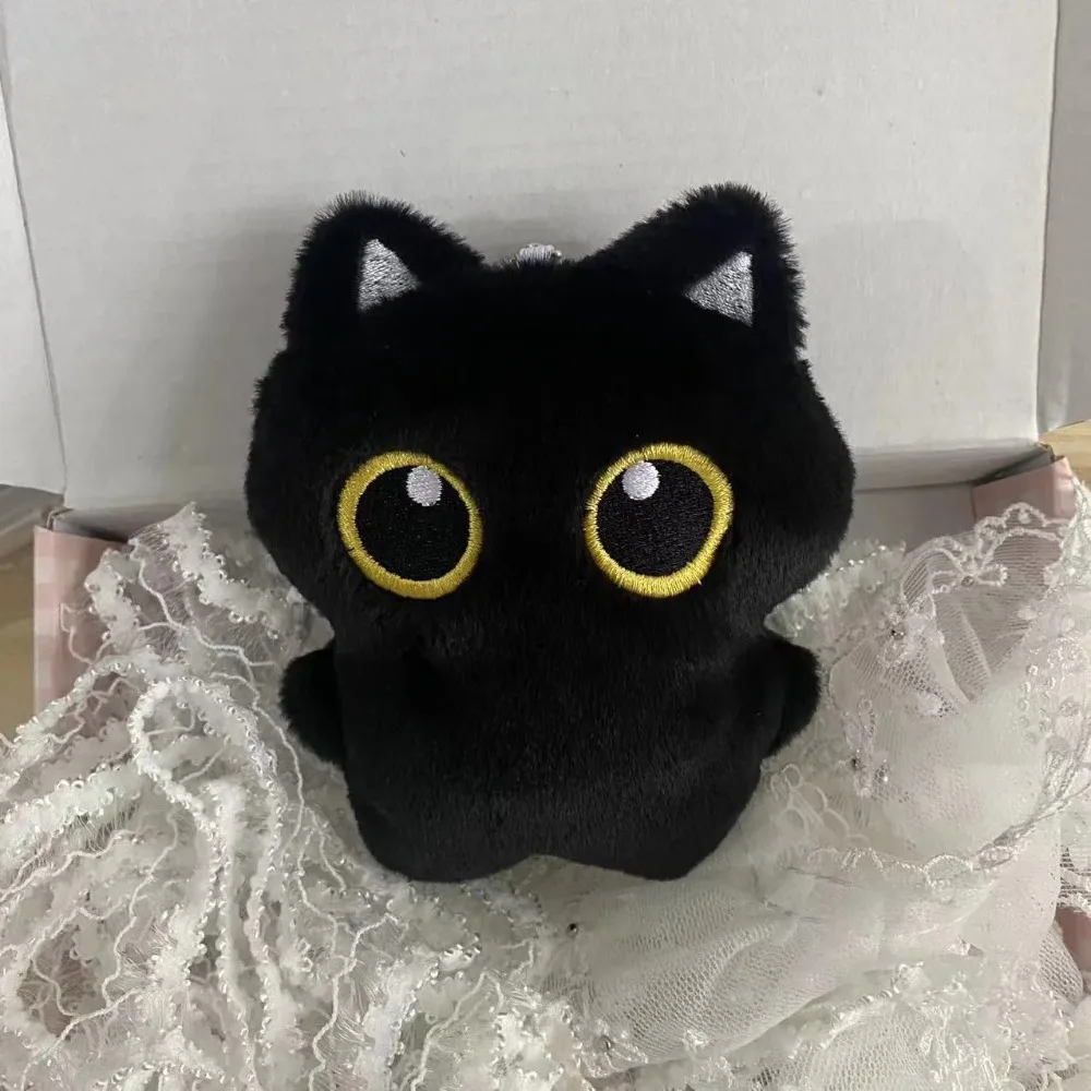 CuteBlack-muñeco de peluche de gato, colgante pequeño, almohada de peluche, cojín Ins, muñeco de peluche de gato negro para niño y niña, regalos de cumpleaños