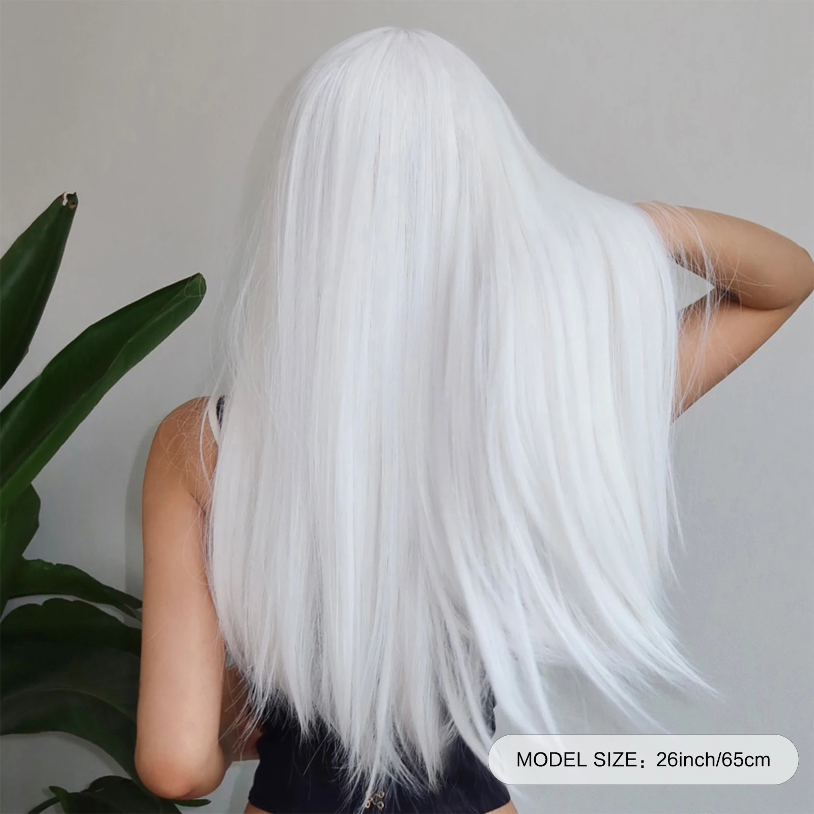 HENRY MARGU Parrucche sintetiche bianche lunghe e diritte per le donne Capelli finti colorati per feste cosplay con frangia Parrucca bianca ad alta temperatura