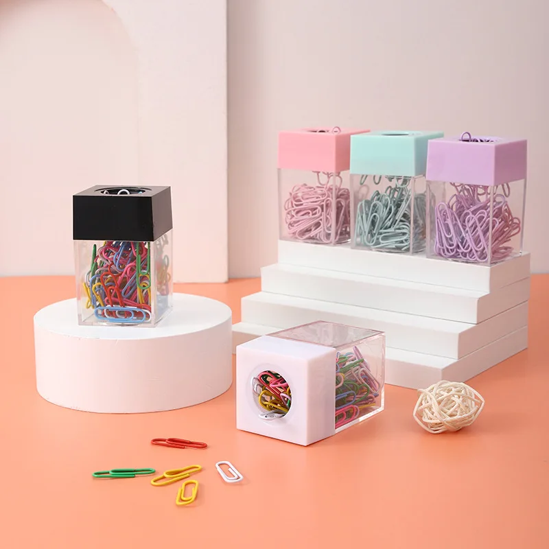 Transparente Büroklammer-Aufbewahrungsbox, Clips, Spender, magnetische Absorptionsbox, Büroklammer-Halter, Schreibwaren, tragbar, Bürobedarf