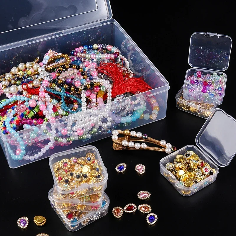 12/24/30Pcs Portable Organizer Box Small Clear Plastic Bead Storage Containers with Hinged Lid for Storage Small Crafts Jewelry