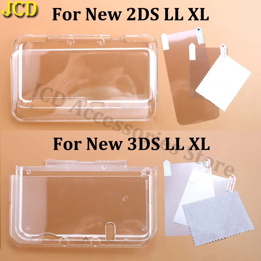JCD para nuevo 2DS 3DS XL LL carcasa transparente dividida funda protectora película de pantalla Protector de pantalla LCD