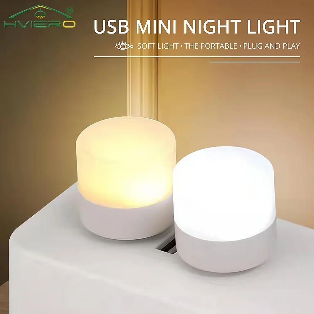 LED Lamp USB Plug Charging Small Book Light Computer Mobile Power  For Round Night Room Dormitory Bedside Eye Protection Reading