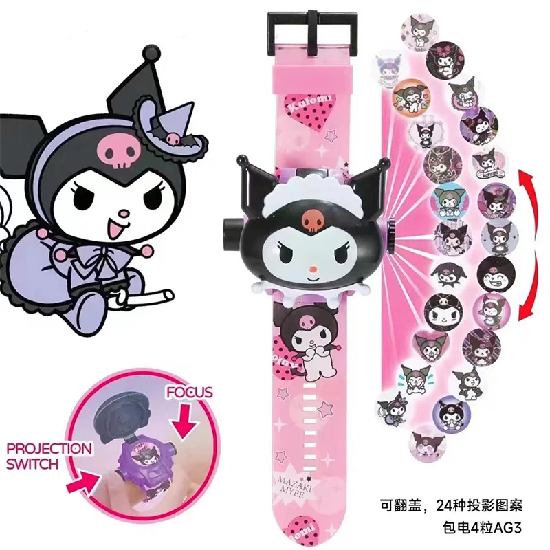 Sanrio Hello Kitty Speelgoed Set 3D Projectie Digitale Horloge Cinnamoroll Kuromi Melodie Anime Actiefiguren Model Speelgoed Kid Gift