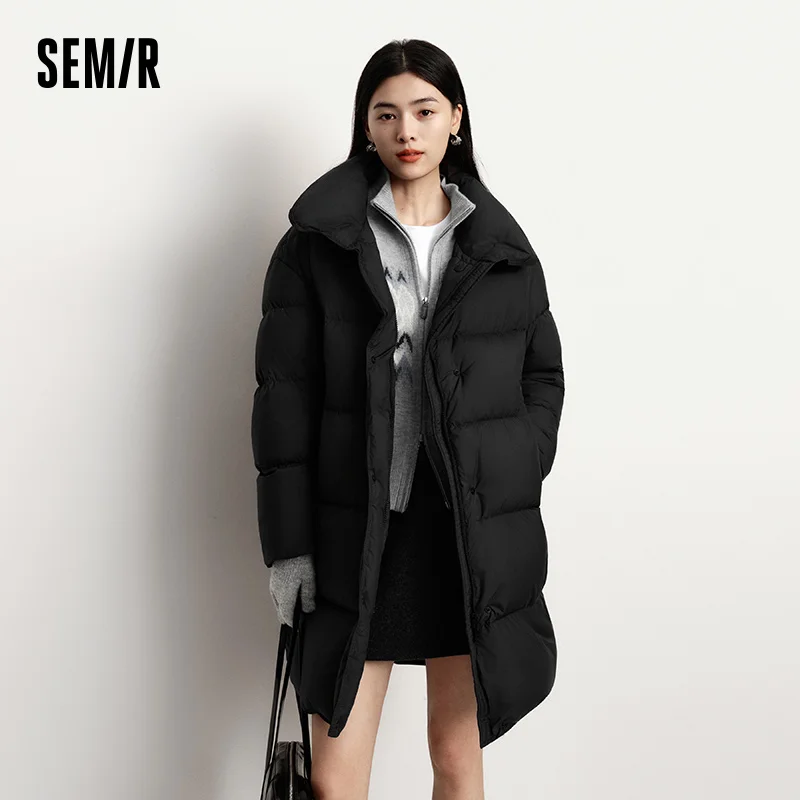Semir jaqueta feminina inverno longo ganso para baixo 90% para baixo gola oversize impermeável à prova de óleo 2025 novas roupas femininas