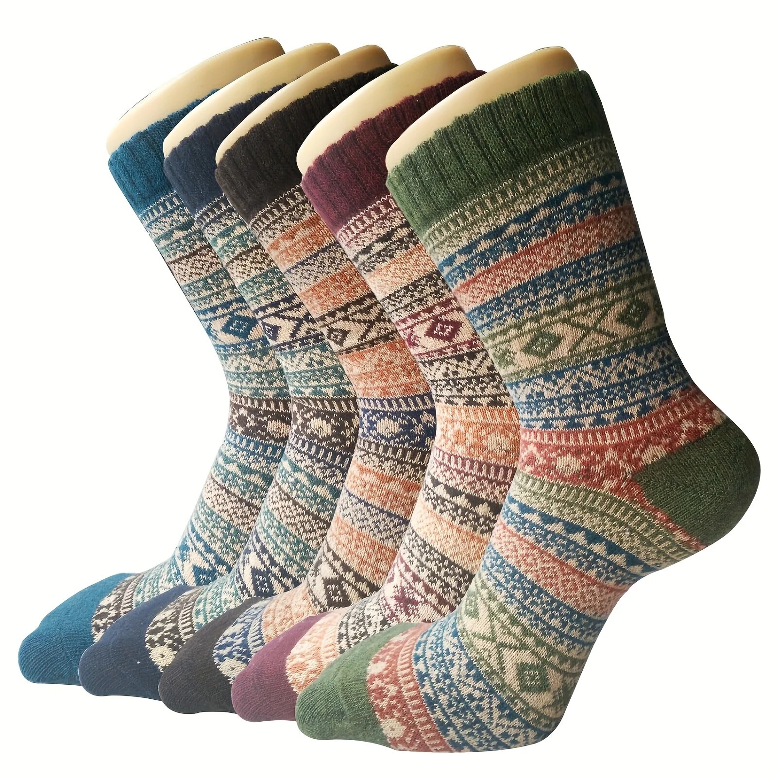 5 Paar Wintersocken, warme, dicke, weiche Socken in der Mitte der Wade, Vintage, lässige, vielseitige Damensocken