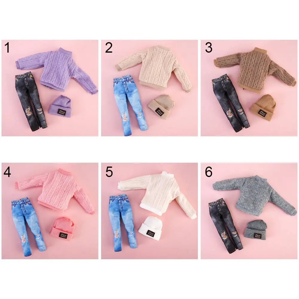 1/6 ตุ๊กตาแฟชั่น Casual เสื้อผ้าหมวกฤดูหนาวเสื้อกันหนาวกางเกง Handmade ตุ๊กตาสาวสวมใส่ชุดสําหรับ 29 ~ 32 ซม.ตุ๊กตาเสื้อผ้า DIY