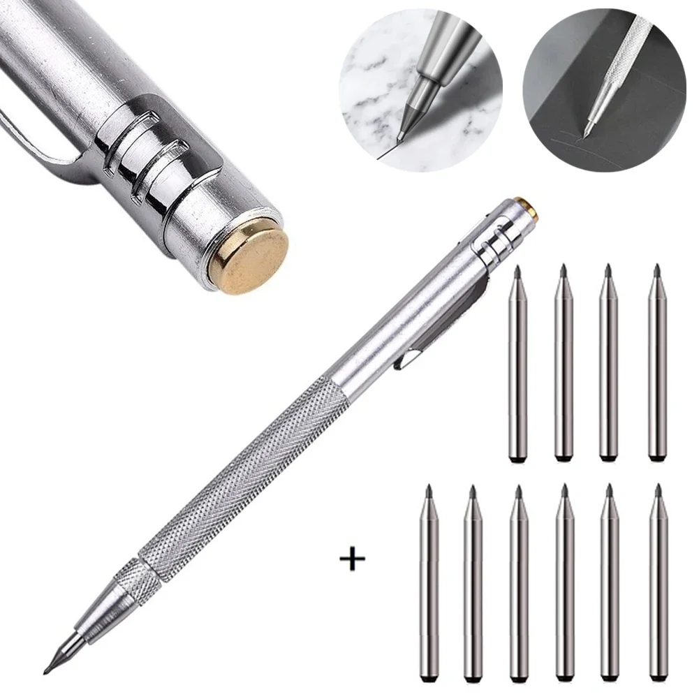 11 pçs liga scribe caneta carboneto scriber caneta metal madeira telha de vidro corte marcador lápis metalurgia ferramentas manuais