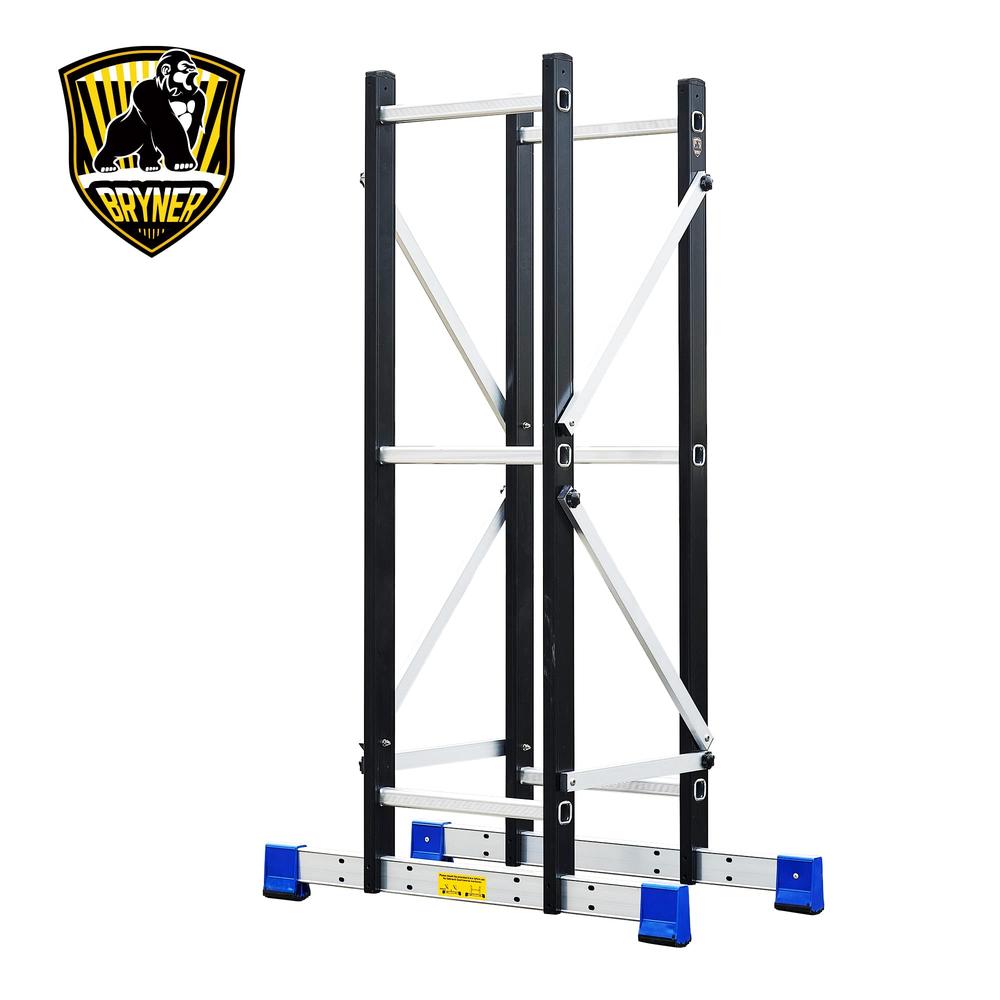 Multi-Purpose 19.6Ft Folding Ladder Support Rack Steel Trays Scaffold Platform Work Kit 7-in-1 Rods Hardened SteelUSA Support