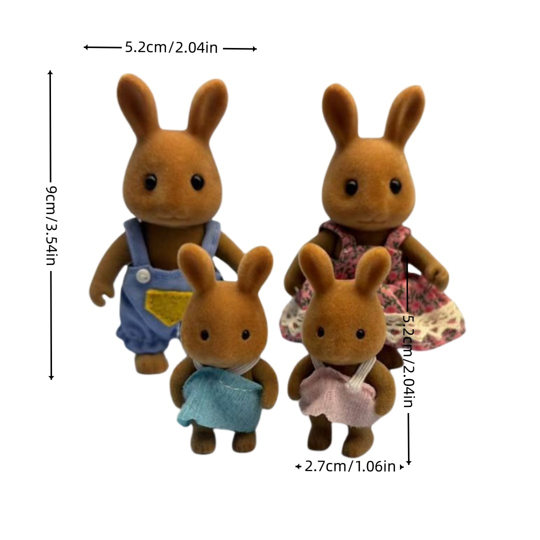1:12 森の動物家族ミニウサギクマパンダ人形女の子ままごと人形セット森の家族ヴィラ家具セットおもちゃ