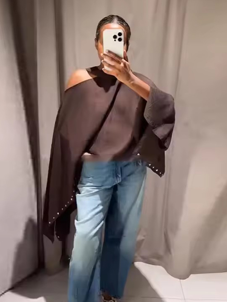 Vestes de Cape courtes amples pour femmes, écharpe à rivets d'été, nouveaux manteaux et vestes de Cape, Poncho décontracté de vacances, 2025