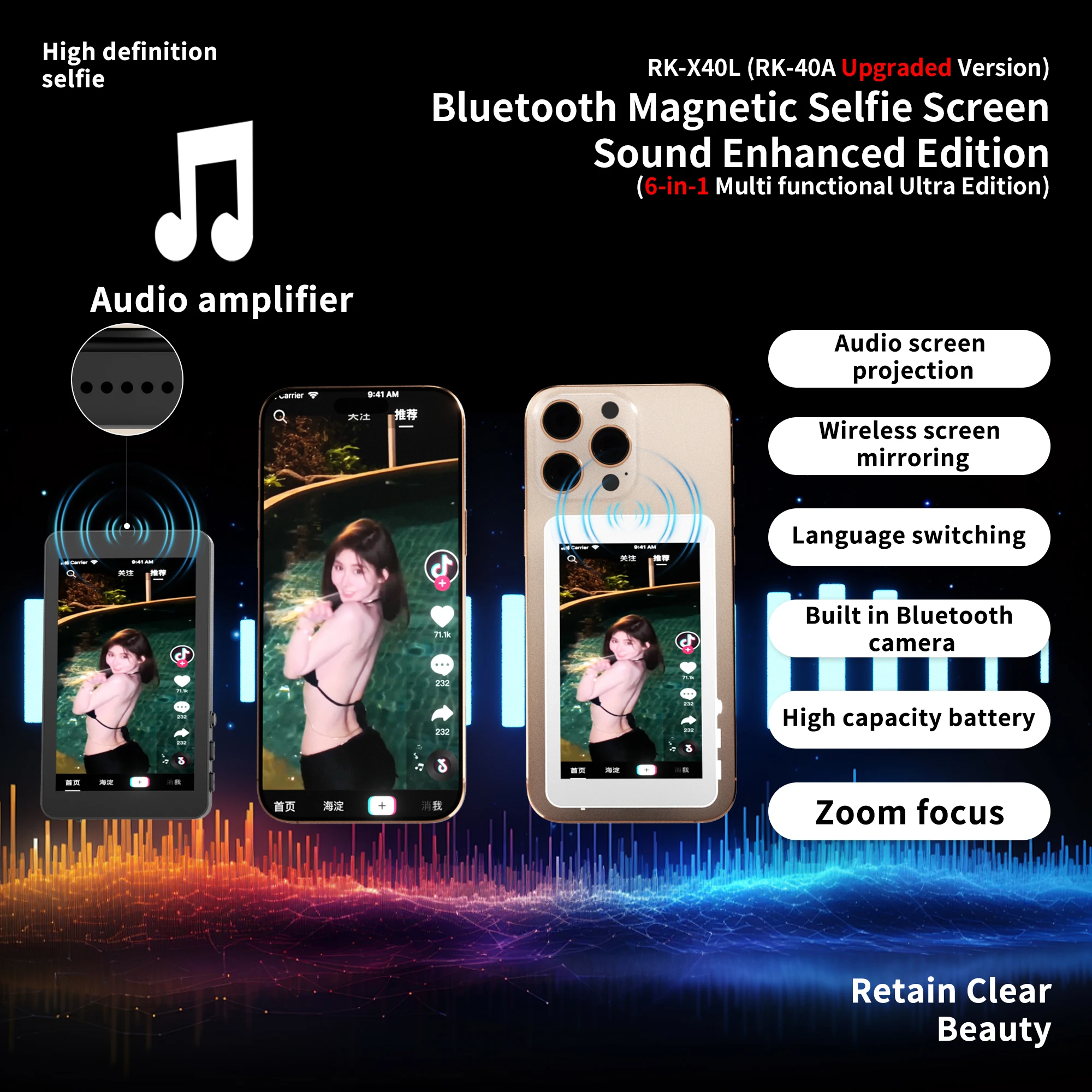 Mobile phone magnetic projection device, rear - high - definition self - shooting, wireless projection is extremely convenient