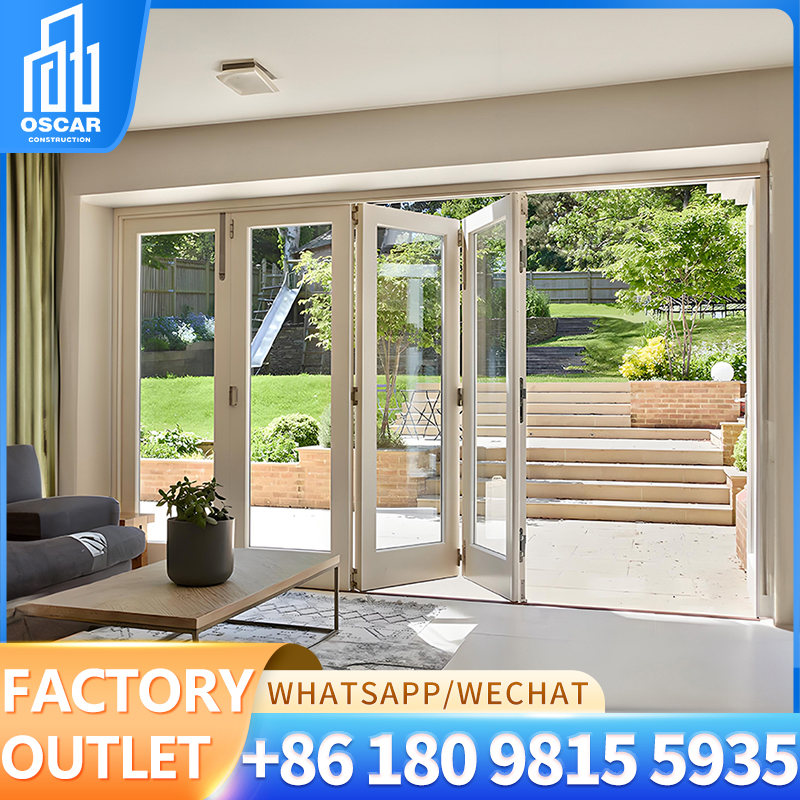 Janelas e portas de acordeão bifold de alumínio padrão alemão Porta de entrada externa