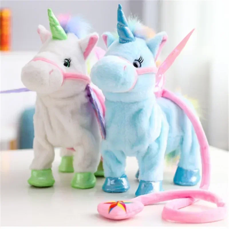 Brinquedo elétrico do luxuoso do unicórnio, andar e cantar, com trela, anjo, cavalo