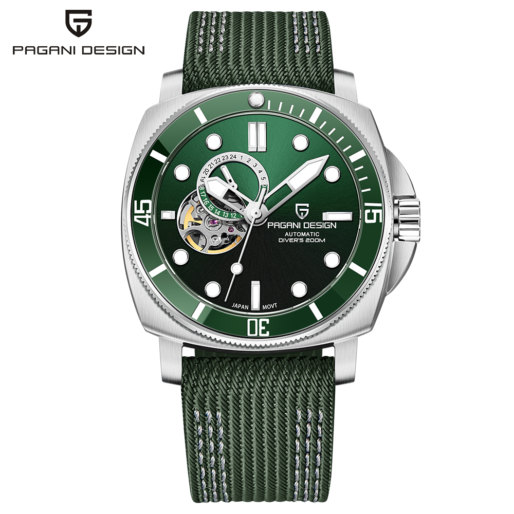 PAGANI DESIGN-reloj con bisel de cerámica para hombre, accesorio de pulsera resistente al agua de 200M, con cristal de zafiro, automático, acero inoxidable japonés NH39, 43MM, nuevo