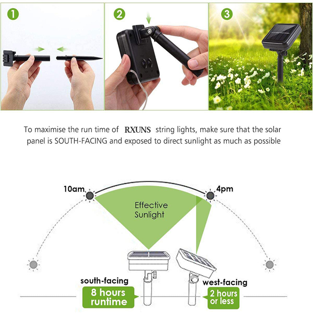 Solar-Lichterkette für den Außenbereich, 300/200/100/50 LEDs, Feengirlande, 8 Modi, Garten, Hof, Baum, Weihnachtsfeier, wasserdichte Kupferdrahtlampe