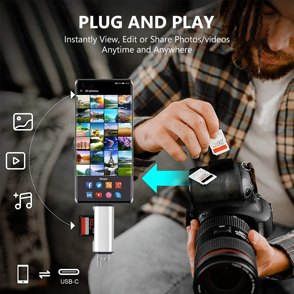 USB 3.0 Micro USB Type C Card Reader Высокоскоростная передача OTG Адаптер SDHC SD TF MicroSD Card Reader Для планшетов Ноутбук Телефон