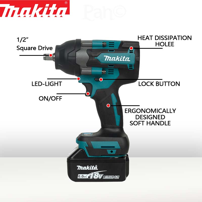 Makita accu-slagmoersleutel borstelloze motor variabele snelheid elektrische sleutel hoge efficiëntie duurzaam DTW700