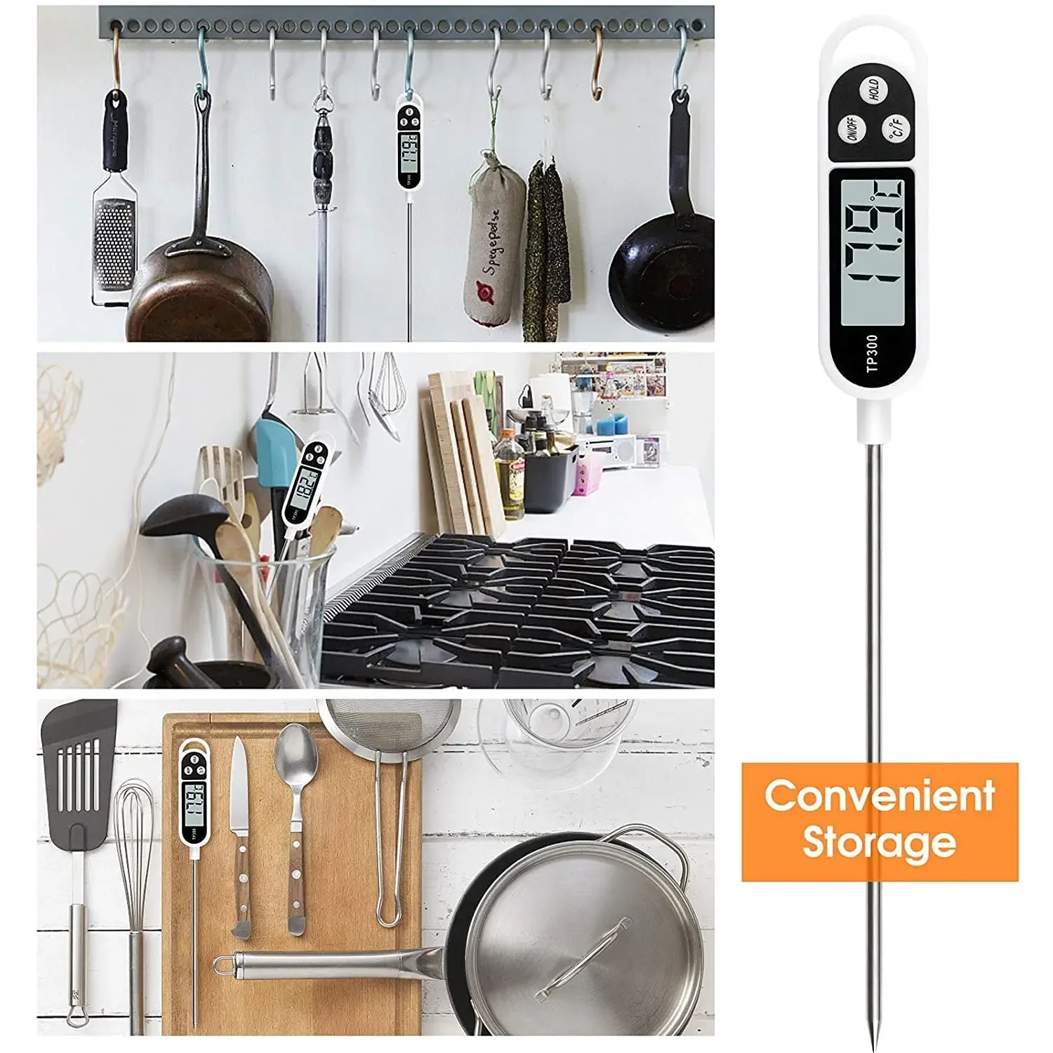 Roestvrijstalen sondetype Huishoudelijke voedselthermometer Pentype Melktemperatuur Koken Voedselthermometer