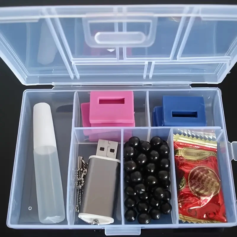 Caja de almacenamiento de joyería, caja de almacenamiento transparente de doble hebilla para pendientes y anillos, organizador de almacenamiento de accesorios para taladro de uñas