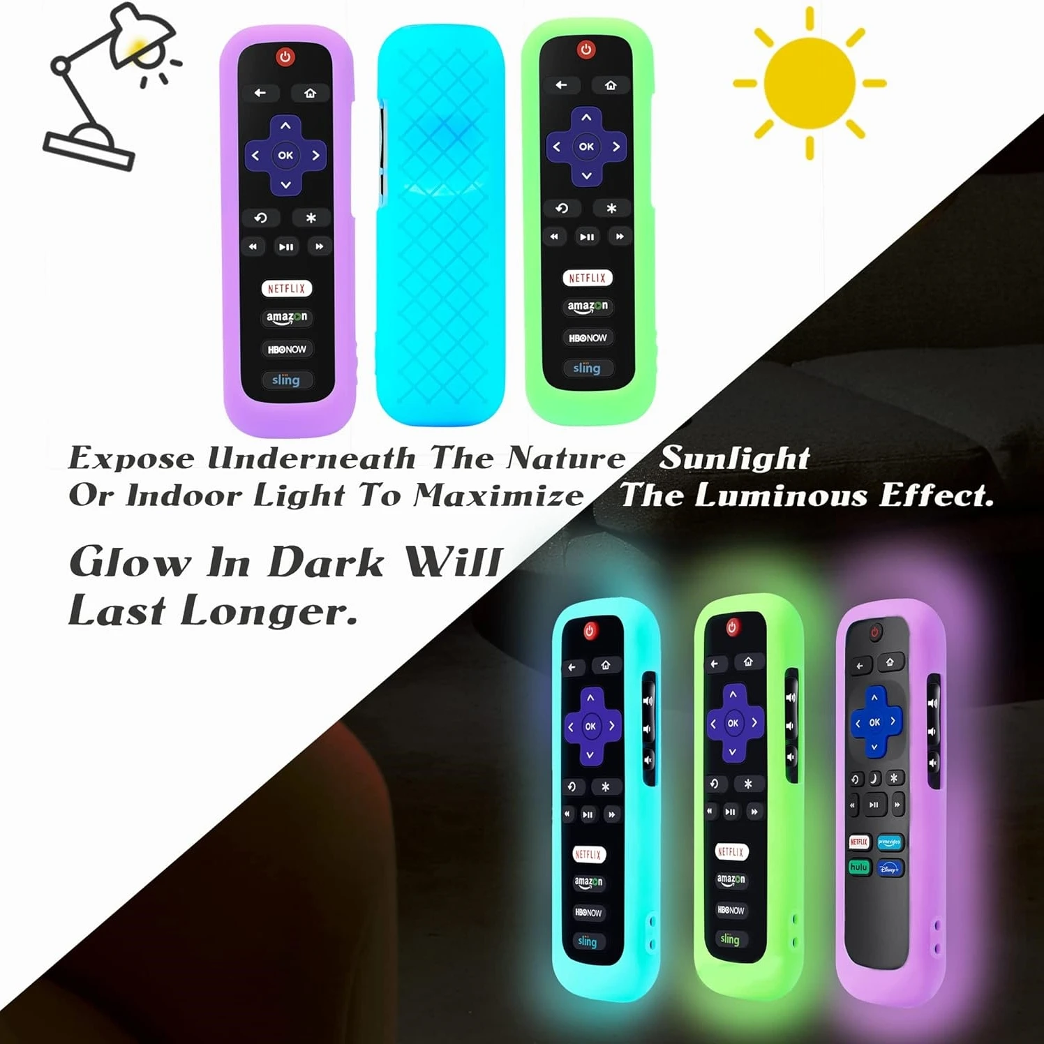3PCS ซิลิโคนรีโมทคอนโทรลสําหรับ Roku TV Express 4K + HD Streaming Stick 4K Premiere Soundbar Streambar LE SE REMOTE