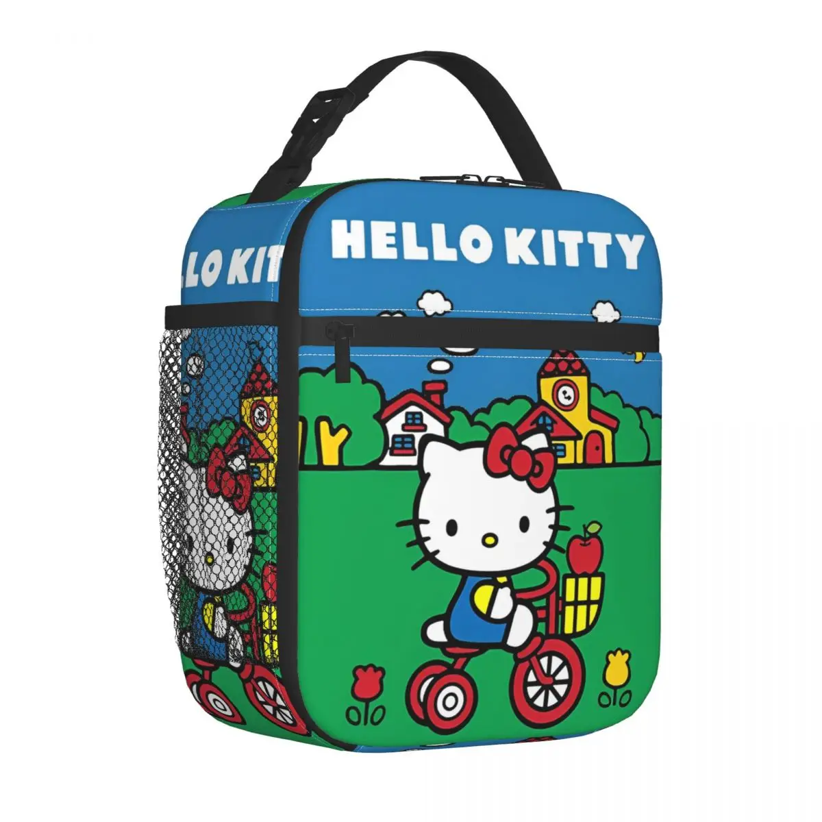 Hello Kitty Ride A Bike Insulated Lunch Bag Portable Meal Container Cooler Bag Tote Lunch Box School Outdoor Food Handbags
