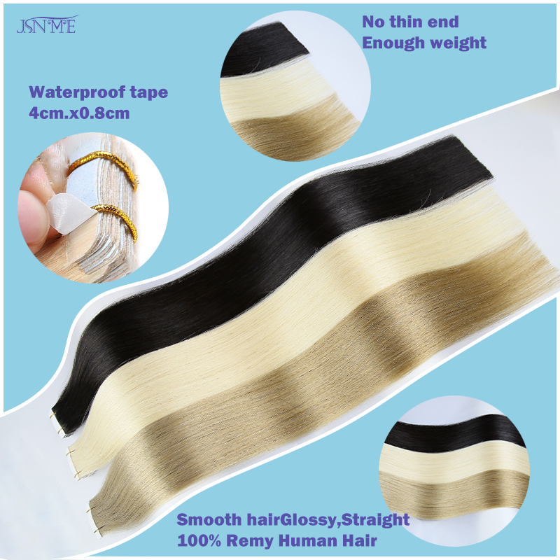 Bande dans l'extension de cheveux 100% vrais cheveux humains bande droite Ins Invisible 613 noir brun blond 2.5 g/pièces 16-24 pouces épaissir les femmes