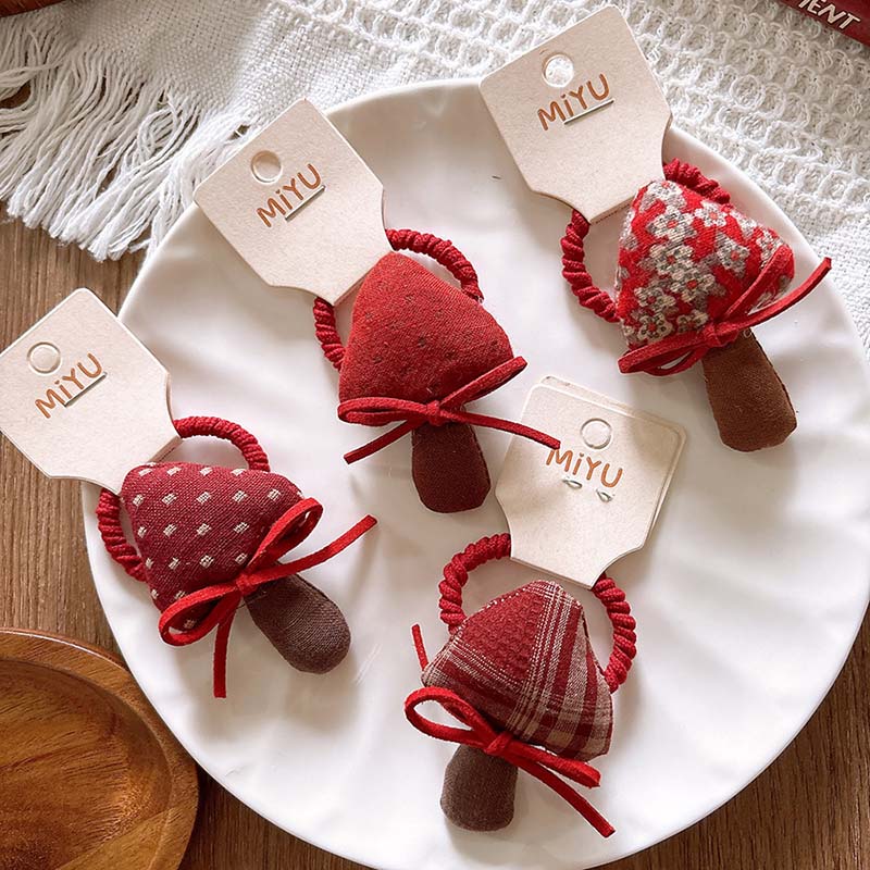 1 шт., детские повязки для волос для девочек, милые эластичные ленты с красными грибами, заколки для волос, модные винтажные детские рождественские аксессуары для головы