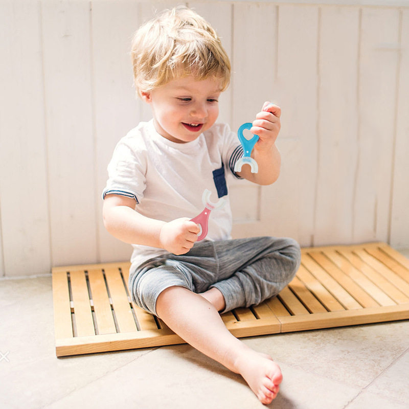 Cepillo de dientes para bebé, cepillo de dientes para niños en forma de U de 360 grados, mordedores, cepillo para bebé, limpieza de cuidado bucal de silicona para niños