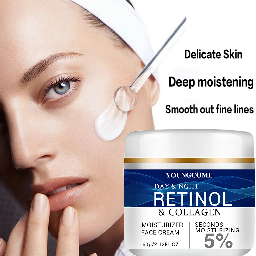 คอลลาเจน Retinol ครีมบํารุงผิวหน้ากรดไฮยาลูโรนิก Anti Aging Firming Lifting Fade Fine Lines Whitening Moisturizing Brightening Skin