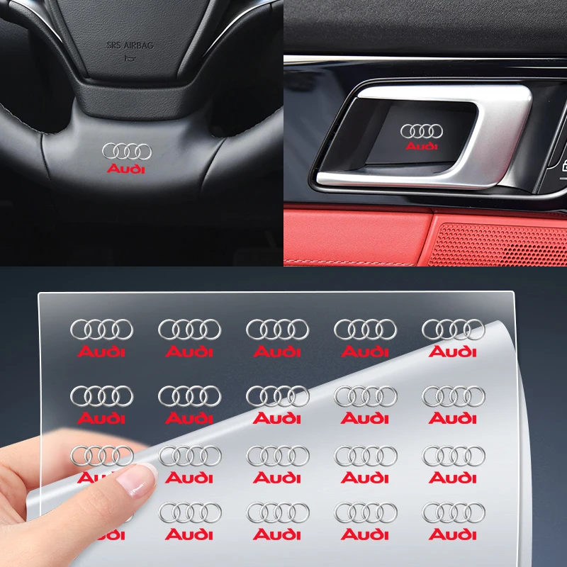 Pegatina Interior de coche, calcomanías de control Central, insignia emblema para Audi sline A4 B7 B8 B9 A3 8P 8V 8L A5 A6 C6 C5 C7 4F A1 A7 A8 Q2 Q3