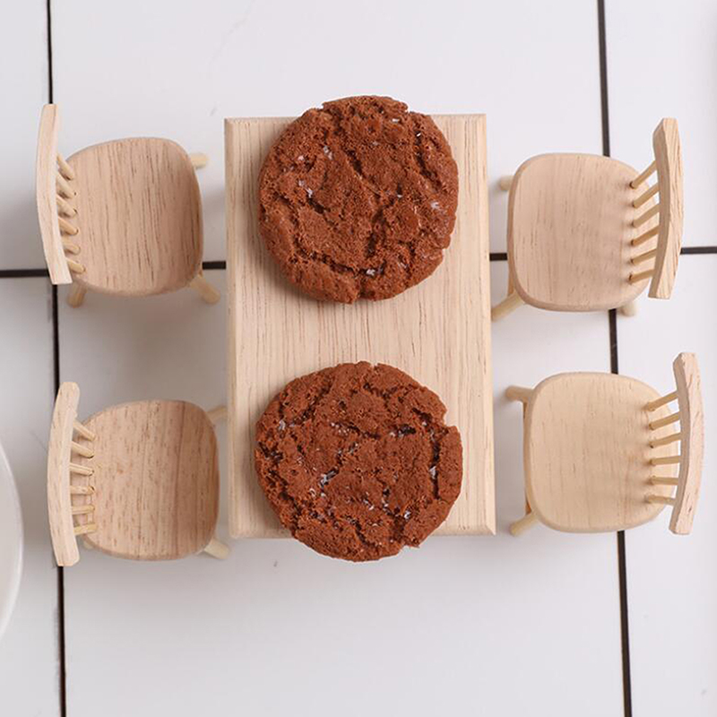 Mini tavolo da pranzo sedia modello scala 1:12 casa delle bambole in miniatura mobili in legno set di giocattoli per accessori casa delle bambole